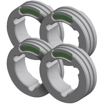 Grupo de 4 Rodillos Twin Type F GYS con Hilo Acero Ø0.6/Ø0.8 (Verde/Azul)