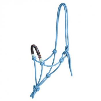 Azure Blue Knot Rope Halter with Pearls