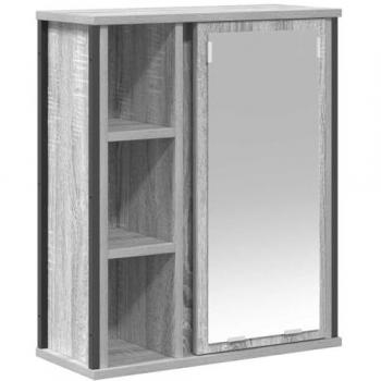 Cassettone da Bagno Grigio Sonoma 50x21x60 cm, con Specchio