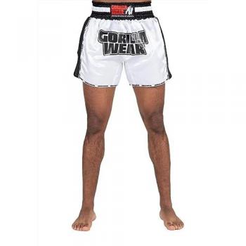 Shorts Gorilla Piru Muay Thai Blanco-Negro S
