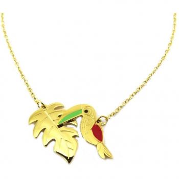 Monstera & Toucan Steel Necklace