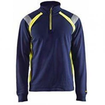 Felpa alta visibilità Blaklader con collo trucker Marina/Giallo 4XL