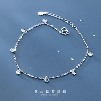 Cadena para tobillo de plata pura 925 con colgante de cristal de sirena y estrella