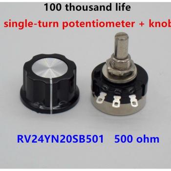2pcs RV24YN20S B501 500 Ohm Potentiometer with 2 A03 Knobs