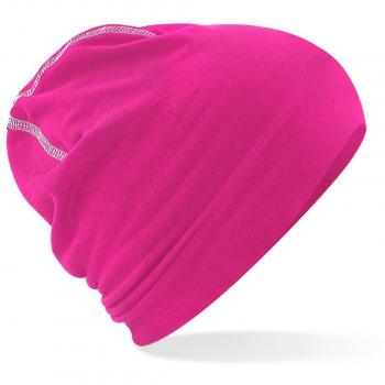 Beechfield Men's Hemsedal Cotton Beanie (One size) (Fuchsia/White)