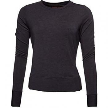 Superdry Donna Top Girocollo Sportivo Studio Elegante Nero Marl 34