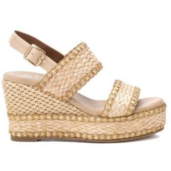 Rafia XTI 8 CM – Sandalia de Cuña Beige