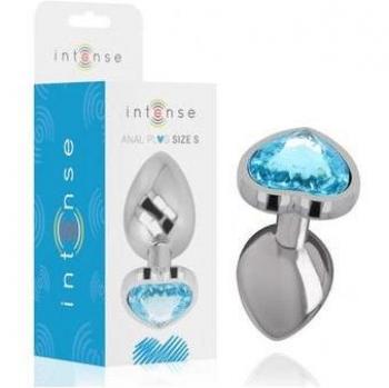 Plug anale cuore blu in metallo alluminio taglia s