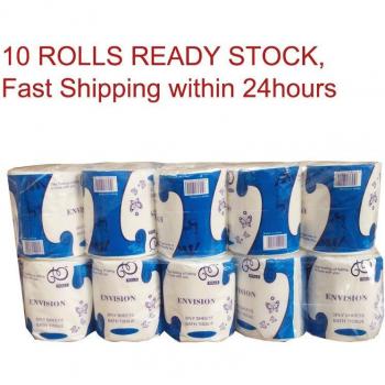 Repuesto de Papel Higiénico Blanco 3 Capas, Rollo Hueco, 10 Unidades