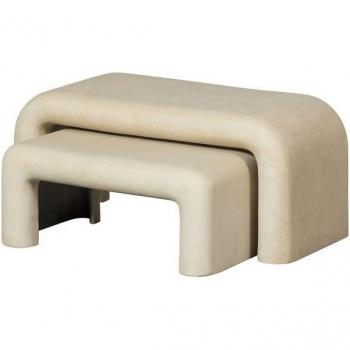 Tables basses organiques Woood Stani – effet béton, couleur beige