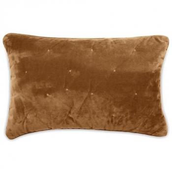 Housse de coussin GIPSY 40x60 – velours brodé points, ton camel
