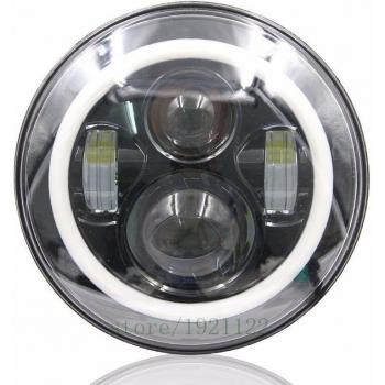 Faro delantero 7 LED HID con halo blanco, acabado negro/cromado, compatible Street Glide