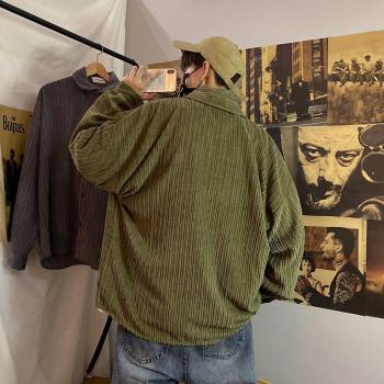Camisa de pana de tendencia otoño-invierno, manga larga, para hombre