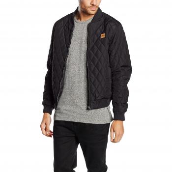 Urban Classic TB862 Herren-Nylon-Steppjacke – Diamond Quilt, Winter/Frühling, Schwarz, XL+