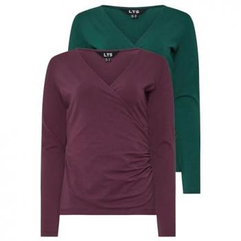 Long Tall Sally Twin Pack Green Wrap Tops