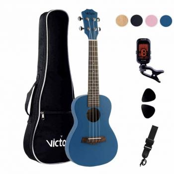 CYC Music Concert Ukulele 23 Pouces Acajou Aquila Strings Débutant Kit : Sac + Straps + Tuner + Picks ( Bleu )