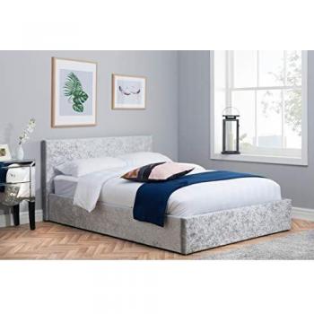 Berlin Crushed Velvet Ottoman Bed Frame Silver