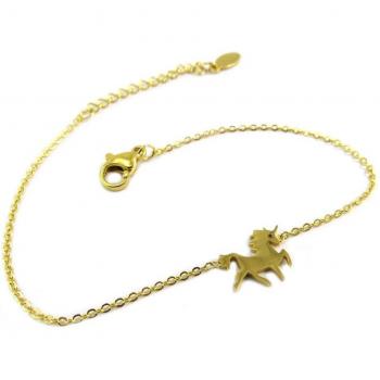 Stahlarmband „My Unicorn“ – Gold, 12 × 10 mm (Les Trésors De Lily)