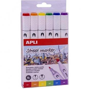 Feutre à Double Pointe 6 couleurs Apli 6U Street Marker