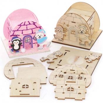 Arctic Pals Wooden Tealight Holder Kits (3-Pack) Wood Craft Kits For Kids
