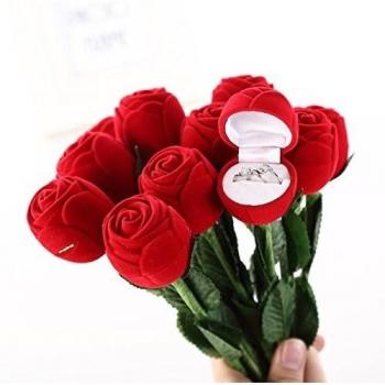 Suerte Lu flores de rosa. Joyas Caja De Regalo De Anillo Pendientes Collar Joyería de compromiso regalo del día de San Valentín