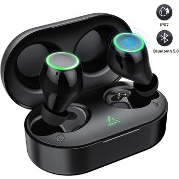 Auricolari IPX7 Wireless 5.0 con Mic Doppio e Touch Control, 21 H di Musica