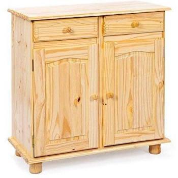 Credenza Multifunzione in Pino Massiccio con 2 Ante e 2 Cassetti, Dimensioni 88x87x43 cm