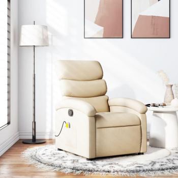 EXCLUSIVO MAISON SILLÓN RECLINABLE DE MASAJE TELA CREMA