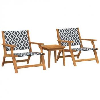 Conjunto de jardín Vidaxl 3 piezas en madera de acacia negra y blanca