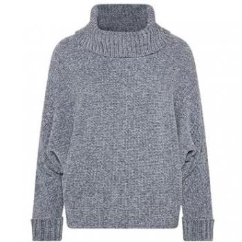 SOCCX Oversized Rollkragenpullover Damen grau M/L