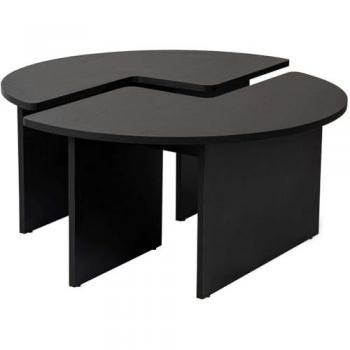 CALICOSY Lot 2 tables basses L90 cm Moira Bois Noir