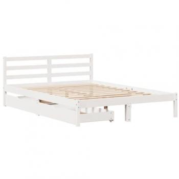Letto Bianco 120x190 cm in Legno Massello di Pino senza Materasso