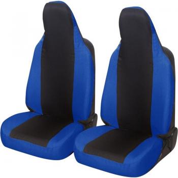 Protection de siège auto polycoton, modèle C1, noir/bleu clair – paire avant