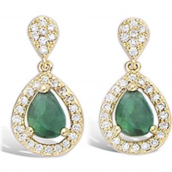 Boucles d'oreilles 'Sissi' émeraude en plaqué or