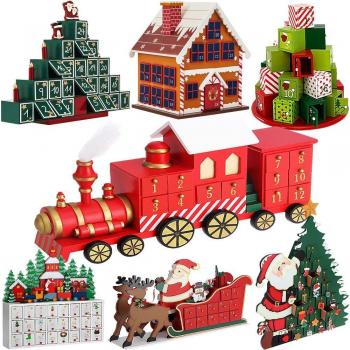 Calendario dell'avvento in legno con cassetti da riempire