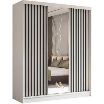 Lillienne Kleiderschrank mit Spiegel und Lamellen