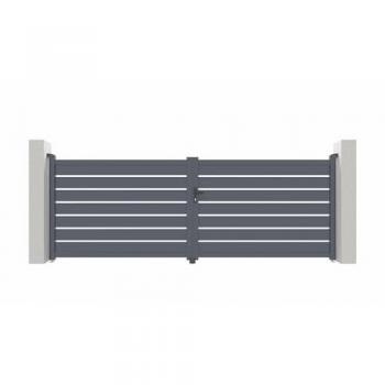 Set de Puertas Batientes Vogel 400 x 140 cm + Puerta Peatonal Vogel 100 x 140 cm Gris
