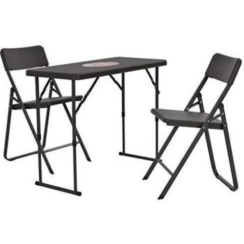 Bistroset 3-tlg. Klappbar HDPE Rattanoptik