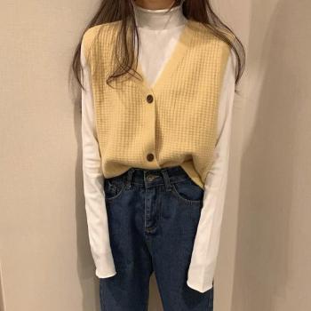 Korean Style Women’s V Neck Sleeveless Sweater Vest T547