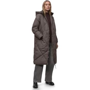 STREET ONE Damen-Langsteppjacke – Kapuzenmodell – 40 (Nomad Braun)