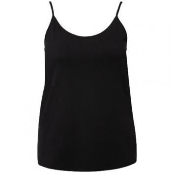 Ulla Popken Longtop für Damen, große Größen, Slim Fit, schwarz, Rundhals, Spaghettiträger