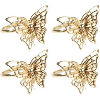 Conjunto de Anillos para Servilletas Mariposa de Oro