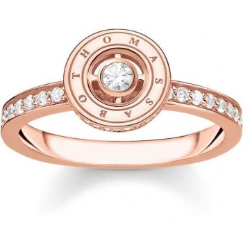 Thomas Sabo Sterling Silver Circle Ring with Rose Gold Plating and White Stones