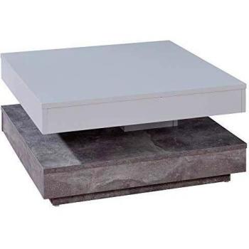 Meuble Salon-Séjour Table Basse Universelle Mélaminé Blanc-Gris 70x35x70 cm