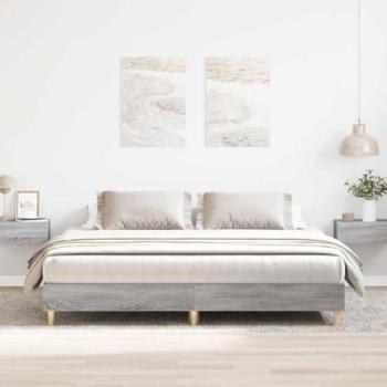 Grey Sonoma Bed Frame 160x200cm Engineered Wood by vidaXL Without Mattress
