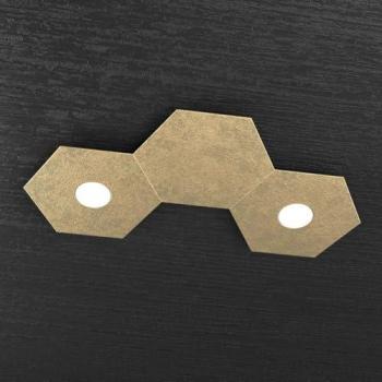 Plafoniera Moderna Esagonale in Metallo con Decorazione Foglia Oro e 2 Luci LED 12X2W