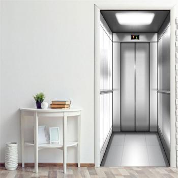 Waterproof Elevator Door Stickers Gray Space Art