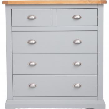 Loreo Grey Chrome 5-Drawer Chest with Cup Handles