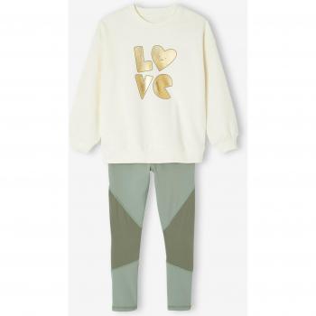 Tenue athlétique vert sauge : sweat doré + legging
