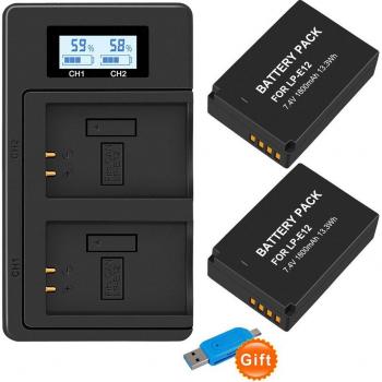 PALO LP-E12 Dual Charger and Battery for Canon EOS M50